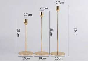 เชิงเทียนทองเหลืองทรงสูงแบบโบราณทำจากวัสดุ PC ของตกแต่งบ้านสำหรับงานแต่งงานโรงแรมสไตล์อาร์ตเดคโค - Product Image 5