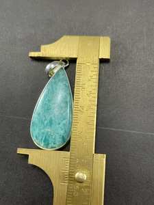 Colgante de amazonita natural de 20X35MM, cabujón en forma de pera, piedra preciosa de Plata de Ley 925, colgante de lágrima de amazonita de piedra verde grande - Product Image 4