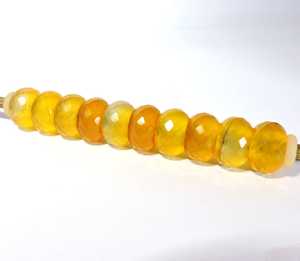 Perles Rondelle Calcédoine Jaune Naturelle 14x8mm Trou de 5mm Pierres Précieuses Minérales Brutes à Facettes - Product Image 1