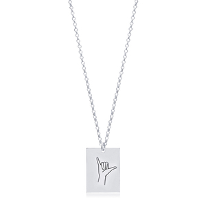 Colgante de Plata de Ley 925 con forma de disco rectangular, joyería con diseño de gestos de mano - Product Image 5