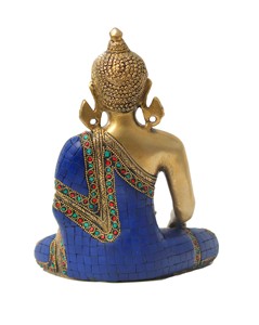 Statue de Bouddha artisanale Nirmala, origine Rajasthan, Bouddha méditant fait main avec finition en pierre - Product Image 5