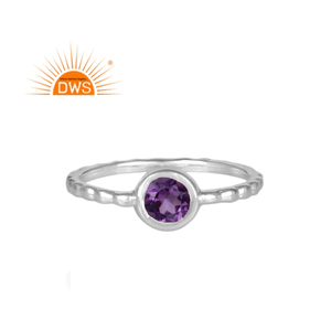 แหวนเงินแท้ประดับพลอยอเมทิสต์ธรรมชาติแบบซ้อนได้ รุ่นขายดีประจำปี 2026 สำหรับผู้ผลิตเครื่องประดับ - Product Image 1