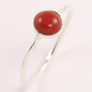 Natural Handcrafted Red Coral 925 Sterling Silver 5mm Round Coral <b>Ring</b> Party Gift for Her Best Seller Trendy - Product Image 1