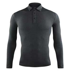Alta calidad hombres y mujeres 100% algodón Spandex manga corta para Polo Golf camisa antiarrugas tejido de punto teñido liso - Product Image 3