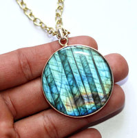 Pendentifs breloques unisexes en labradorite facettée, pointe de cristal, plaqué argent, 20-40mm, multicolores, pour anniversaire chrétien