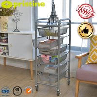 Tiroirs de rangement domestiques modernes en acier à 6 mailles, durables et peu encombrants, avec roulettes, pour salle de bain et vêtements, vente en gros, Taïwan