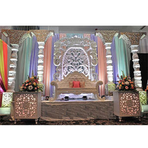 Escenario Glamuroso para Bodas, el Mejor Escenario con Temática de Marfil, Escenario Contemporáneo para Bodas, Decoración para Fiestas de Bodas, Marcos de Fondo para Escenario, EE. UU. - Product Image 1
