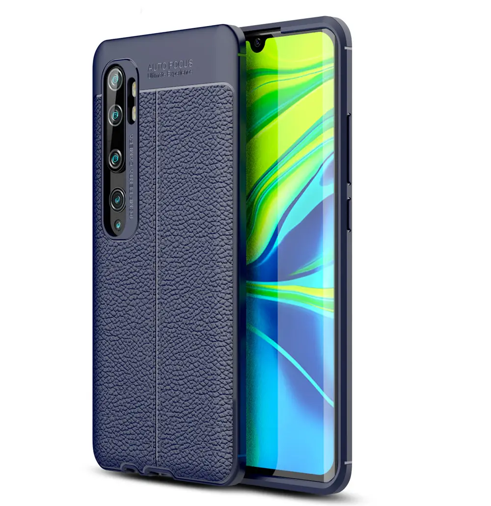 Laudtec Litchi Leather Pattern TPU Back Cover Phone Case for Xiaomi Mi Note 10