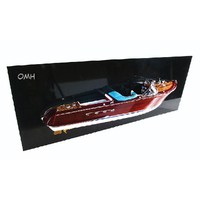 Modèle de bateau en bois Riva Aquamar L70 à demi-coque, décoration de luxe pour la maison côtière, sculpture murale artisanale en métal pour bureau nautique