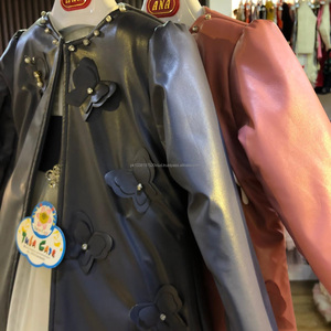 Manteau de luxe en cuir avec redingote, vêtement de fête spécial, robe pour enfants, nouvelle collection - Product Image 4