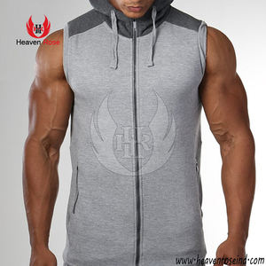 Men's Sleeveless Hoodie Fitness Vest 100% Cotton <b>Outdoor</b> Activities Running Gym Training Sleeveless Pullover Hoodies - Product Image 2