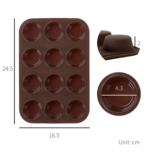 [Holar] ไต้หวันทำ12ถ้วยขนาดปกติแม่พิมพ์ซิลิโคนคัพเค้กถาดอบมัฟฟินกระทะ - Product Image 2
