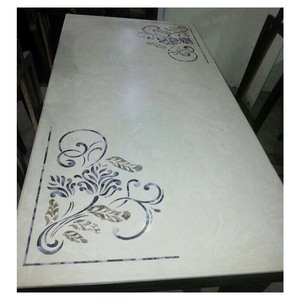 Handmade Natural White Marble Dining <b>Table</b> Top With Inlay <b>Work</b> - Product Image 1