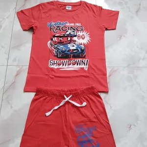 Pabrik Overstock Surplus Pakaian Sisa Pakaian Merek Label Anak Musim Panas Katun T Shirt Anak Laki-laki Set Bangladesh Banyak Saham