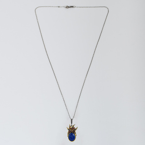 Fabriqué à la main en argent Sterling 925 classique certifié Designer pendentif collier de haute qualité plaqué rhodium bijoux fins Lapis - Product Image 6