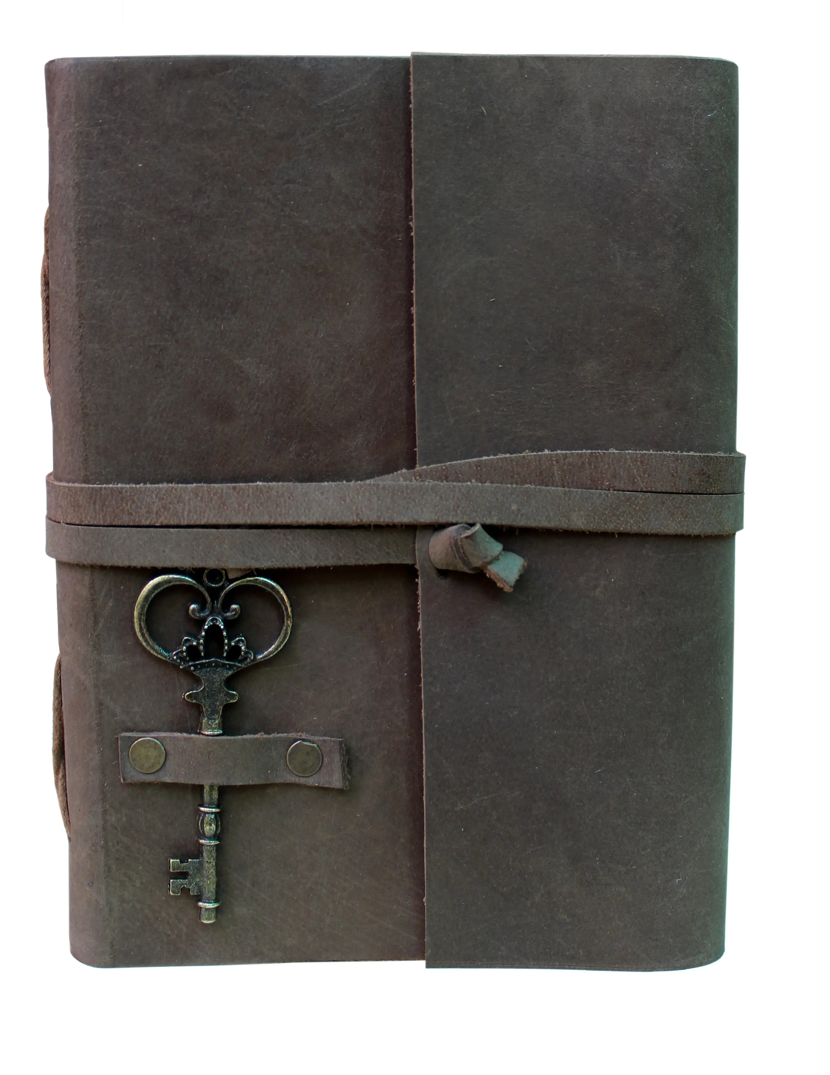 Pure leather Journal Handmade vintage side stitch leather diary with classic key lock closure leather journal.