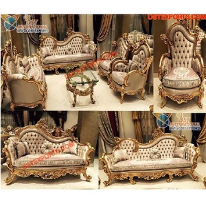 Conjunto de sofá tallado barroco Antiguo Real, conjunto de sofá de madera de diseño para sala de estar, tallado de estilo francés, conjunto de sofá para sala de estar - Product Image 1