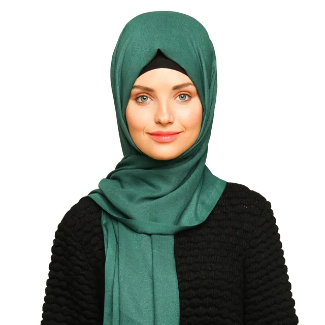 ฮิญาบผ้าชีฟองสีพื้น,ฮิญาบตุรกีฮิญาบ Pashmina Hijabs ผ้าพันคอแฟชั่นใหม่สีเขียวมรกต