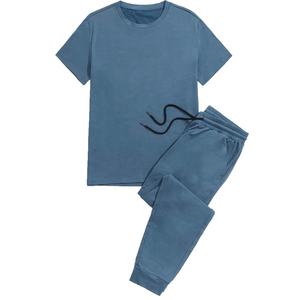 T-Shirt imprimé pour hommes, survêtement avec taille à cordon, ensemble court d'été de bonne qualité, Logo personnalisé, tenue 2 pièces, 2020 - Product Image 1