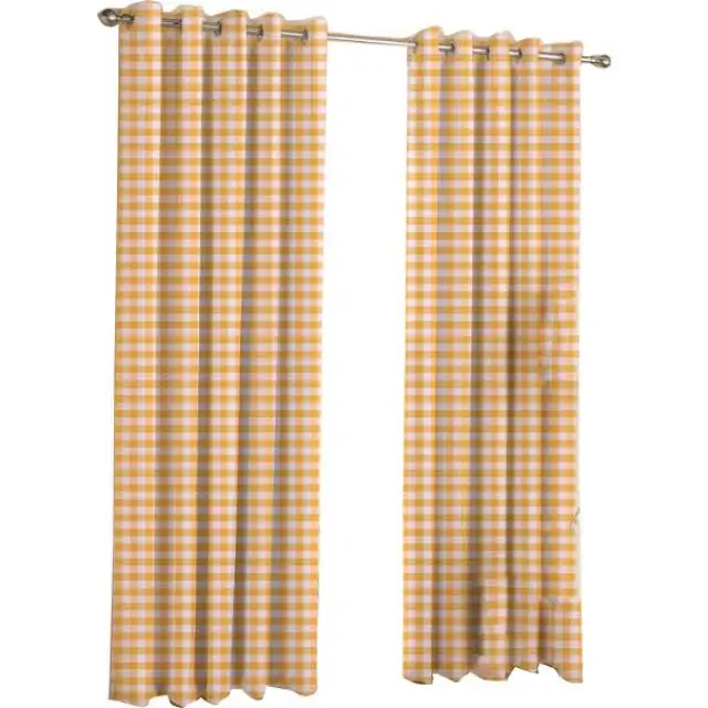 check plaid window curtain