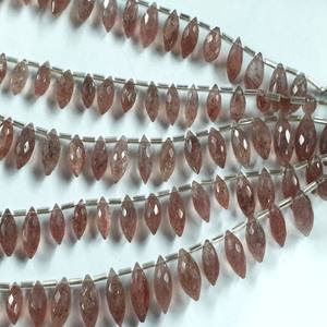 Cuentas de Cuarzo Fresa Facetadas en Forma de Arcoíris de 8 Pulgadas, Cuentas de Cuarzo Fresa Naturales, Cuentas de Cuarzo Fresa al por Mayor de 6-7 mm - Product Image 2