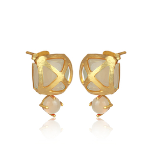 Dernières tendances 2026 : Boucles d'oreilles clous en pierre de lune blanche naturelle pour fabricants de bijoux de mode sur mesure - Product Image 2