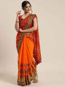Bollywood Designers Femmes Saree Chinon Imprimé Saree avec Blouse Lourd Broderie Designers avec Femmes Régulier Saree Indien Ethnique - Product Image 6