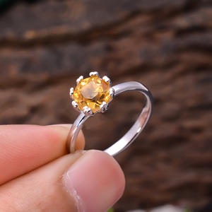 November birthstone 2.1กรัมแหวนที่สวยงาม Citrine ธรรมชาติ92.5แหวนเงินแท้ดีไซน์เรียบง่ายล่าสุด - Product Image 3