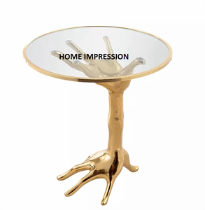 Mesa auxiliar de metal brillante dorado para hoteles y restaurantes, decoración del hogar, mesas auxiliares de metal, diseñador hecho a mano para proveedores mayoristas - Product Image 5