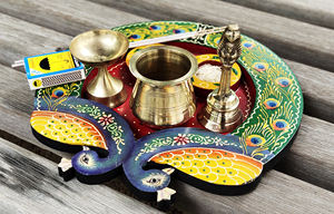 Paon décoratif en bois, 1 pièce, Style d'impression, avec accessoires, fait à la main, chevelure indienne - Product Image 3