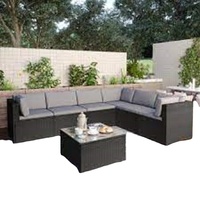 Ensemble de canapés d'extérieur modernes en polyrotin avec coussins en PU pour appartement, parc, centre commercial, hôtel et hôpital