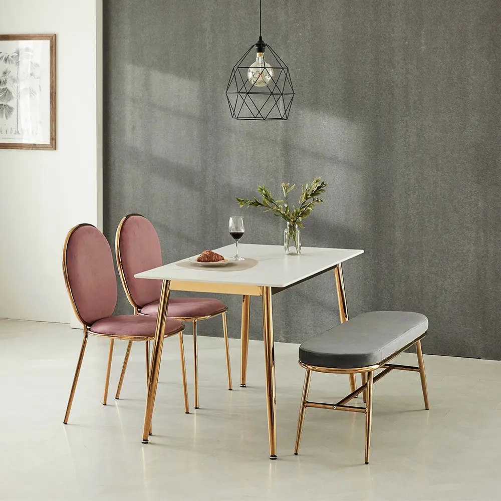 Table à manger en acier inoxydable doré de luxe la plus populaire meubles de maison table basse