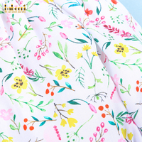 Ensemble de vêtements pour bébé fille imprimé de fleurs sauvages, 100% coton biologique certifié OEKO-TEX, tissu piqué blanc, OEM ODM personnalisé, fait main