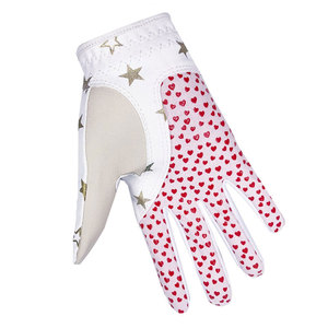 Unisex Printed Left Hand Leather Golf <b>Gloves</b> with Heart Star Design <b>Moisture</b> Wicking - Product Image 5