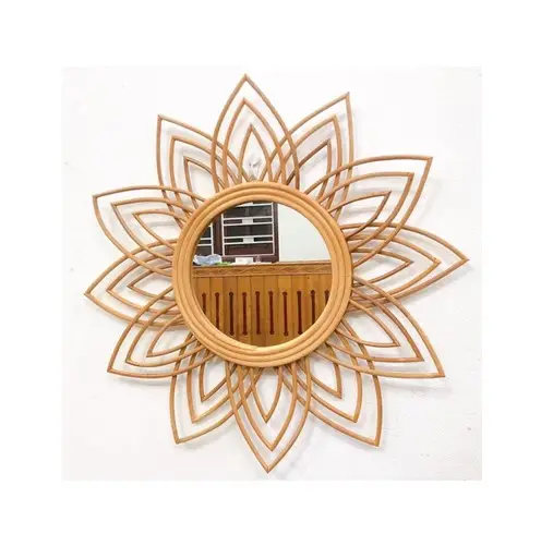 Vintage Rattan Wall Mirror For Resort, Bed Room, Living Room Rattan Mirror Furniture From Vietnam