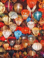 Hoi an Vietnam 35cm Bambus Seiden laternen Mix Form Farbe Hochzeits lampe Beleuchtung Ideen Neue Design Tassen Form für Geschenke Verpackung