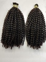 Extensions de cheveux indiens Remy I-Tip bouclés crépus, pré-collées à la kératine, double épaisseur, 100 mèches, grade 12A, sans produits chimiques