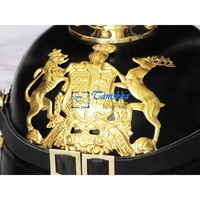 Casque allemand Pickelhaube prussien médiéval en cuir bavarois - Objets d'art de collection - Finition en cuir naturel durable