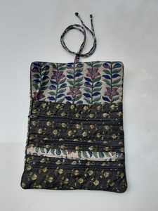 กระเป๋าใส่เครื่องประดับผ้าพิมพ์ลายบล็อกด้วยมือมีหลายช่องซิปผูกเชือกกระเป๋าใส่เหรียญเครื่องประดับผู้หญิง - Product Image 6