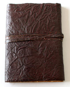 Journal en papier de coton recyclé brun vert de style antique Cuir rigide relié de style rustique avec des cahiers froissés en cuir de chèvre - Product Image 6