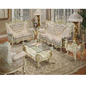 Juego de sofás victorianos barrocos franceses de alta calidad tallado en madera de Diseño Europeo de lujo para sala de estar o bar - Product Image 1