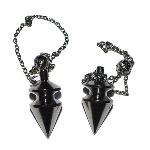 Vente en ligne de Pendules en métal noir sculpté en cône Pendules en cristal naturel pour pierres précieuses de guérison - Product Image 1