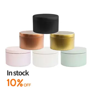 [20 Years Supplier] Factory Metal Packing Custom Solid Color Tinplate Round Black /White Rose Gold Tin Candle Container With Lid