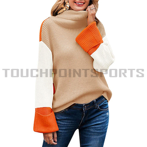 Suéter de Cuello Alto para Mujer, Estilo Vintage, Cuello en V, Corte Ajustado, 100% Algodón, Bordado de Ganchillo, Diseño Sólido - Product Image 4