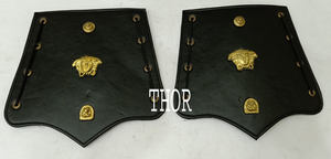 Armure médiévale moderne en cuir pour costume d'Halloween Modèle en acier et laiton plaqué avec thème de logo d'impression UV - Product Image 2