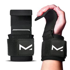 Weightlifting Hooks (Pair) Hand Grip <b>Support</b> <b>Wrist</b> Strap for Men and Woman 8mm Thick Padded Neoprene Flat Hooks Low Price - Product Image 1