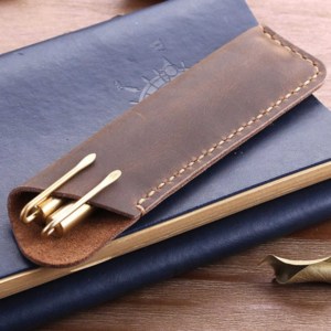 Étui à 2 stylos en cuir à Grain riche fabriqué en usine OEM pour le bureau et les cadeaux - Product Image 6