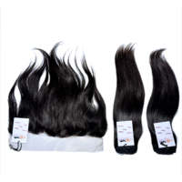 Rambut manusia asli Peru 100% 10A single double drawn dengan lace closure frontal virgin remy untuk ekstensi rambut.