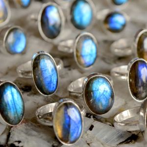 Anillo de plata de primera ley y labradorita azul Natural para mujer, sortija, plata esterlina 925, Gema Natural, labradorita azul, hecho a mano - Product Image 4