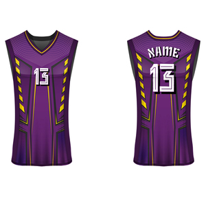 Ensembles de maillots de basket-ball à sublimation personnalisée gilet en polyester respirant à séchage rapide grande taille XS-XXL chemise unisexe imprimée - Product Image 3